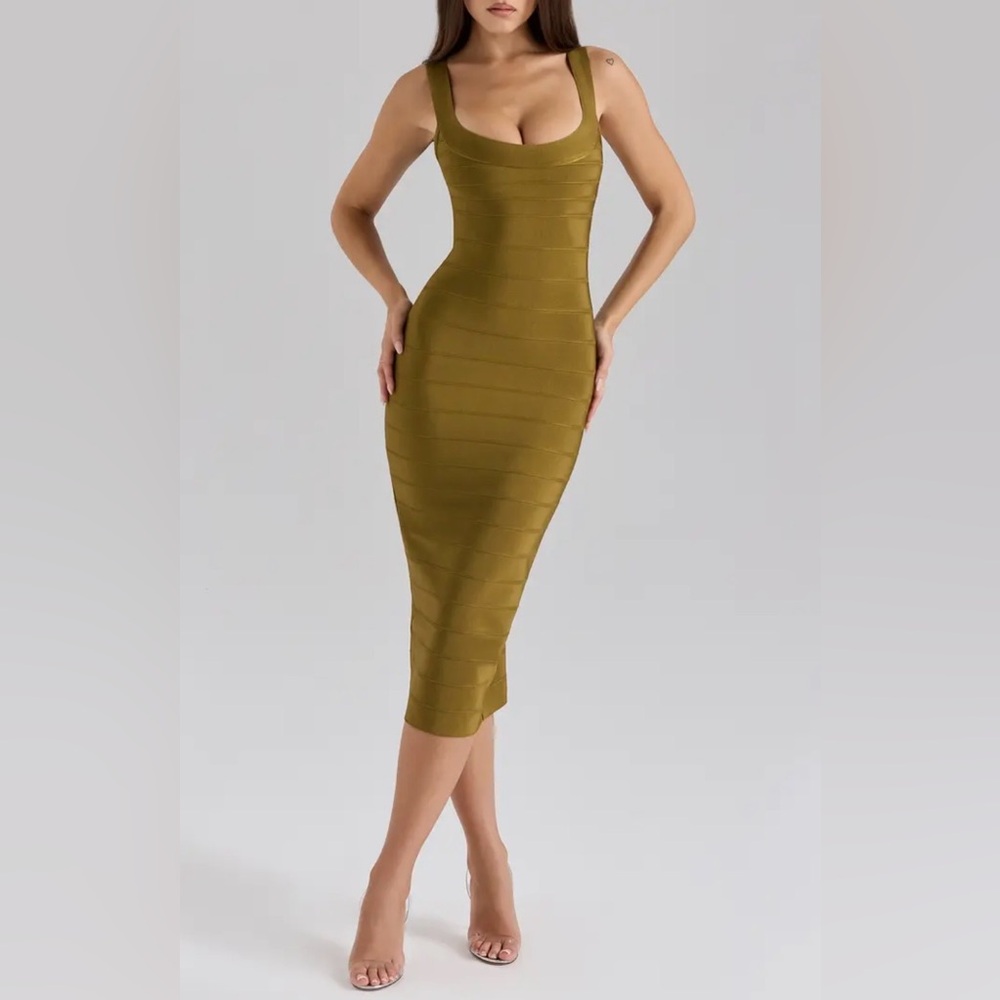House of CB Olive Green Bandage Midi Dress